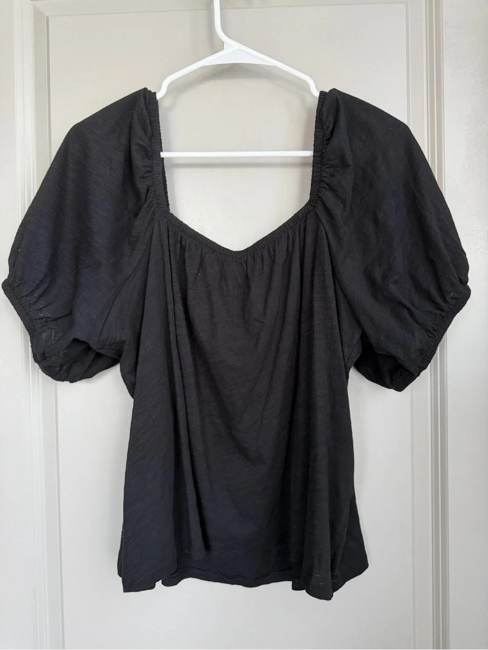 Old Navy Women’s Black Puff Sleeve Square Neck Blouse Top